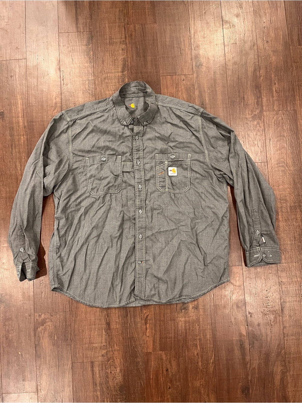 Carhartt Force FR Cat 2 Shirt Mens 2XL Gray Button Down